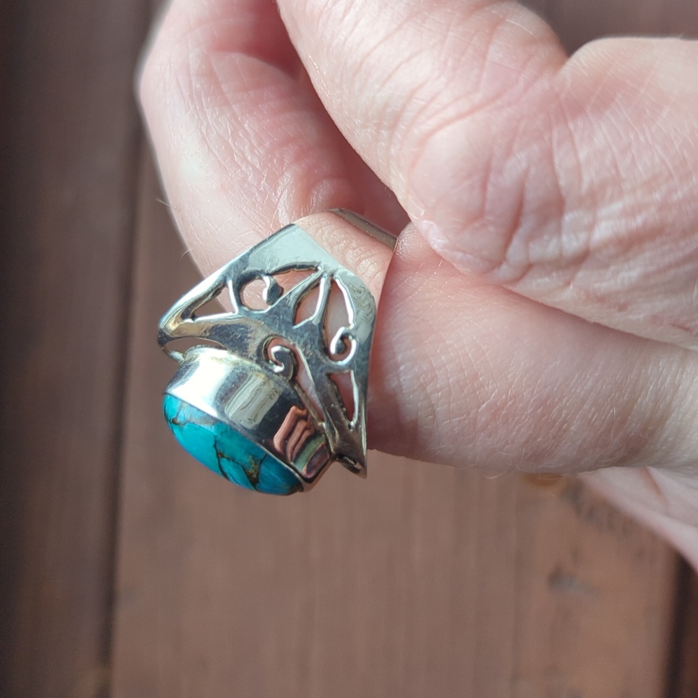 Turquoise sterling silver 925 Ring, size 7 - Picture 7 of 9